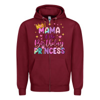 Burgundy mama of the birthday princess Zipper Hoodie - NancyCooperArtShop