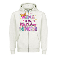 Oatmeal Heather mama of the birthday princess Zipper Hoodie - NancyCooperArtShop
