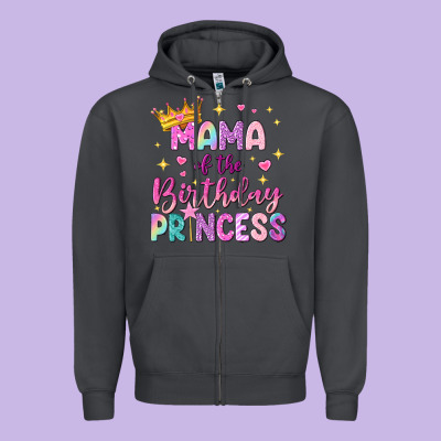 Mama Of The Birthday Princess Zipper Hoodie Designed By Nancycooperartshop