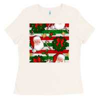 Bone christmas  santa clause and ornaments seamless  pattern Ladies Tee - BundleAndBundleShop