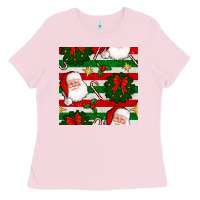 Bubblegum Pink christmas  santa clause and ornaments seamless  pattern Ladies Tee - BundleAndBundleShop