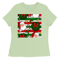 Matcha christmas  santa clause and ornaments seamless  pattern Ladies Tee - BundleAndBundleShop
