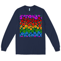 Navy Pride lgbtq flowers seamless pattern Long Sleeve Tee - BundleAndBundleShop