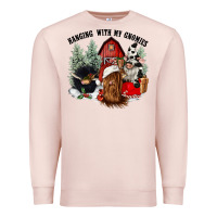 Pale Pink hanging with my gnomies Premium Sweatshirt - CowGirlArtShop