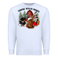 White hanging with my gnomies Premium Sweatshirt - CowGirlArtShop