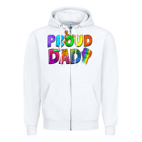 White Proud Dad Zipper Hoodie - NancyCooperArtShop