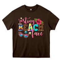 Chocolate Brown resting beach face Heavy Core Tee - AdoDesignShop