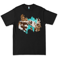 Black cowhide leopard turquoise patch Premium Tee - AdoDesignShop