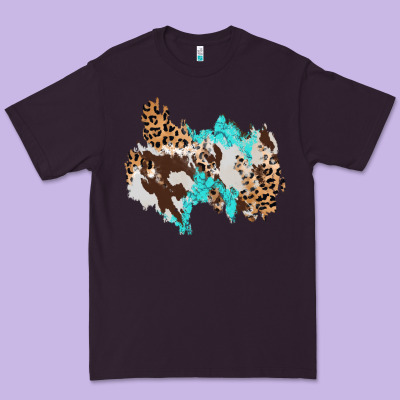 Cowhide Leopard Turquoise Patch Premium Tee Designed By Adodesignshop