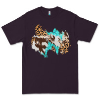 Plum cowhide leopard turquoise patch Premium Tee - AdoDesignShop