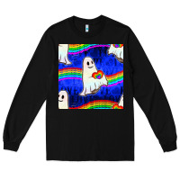 Black Pride lgbtq ghosts and heart with rainbow seamless Long Sleeve Tee - BundleAndBundleShop