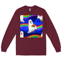 Burgundy Pride lgbtq ghosts and heart with rainbow seamless Long Sleeve Tee - BundleAndBundleShop