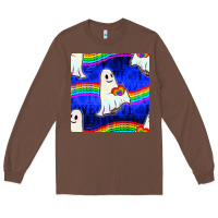 Chestnut Pride lgbtq ghosts and heart with rainbow seamless Long Sleeve Tee - BundleAndBundleShop