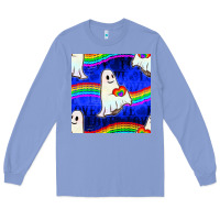 Colony Blue Pride lgbtq ghosts and heart with rainbow seamless Long Sleeve Tee - BundleAndBundleShop