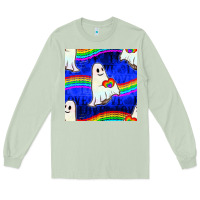 Matcha Pride lgbtq ghosts and heart with rainbow seamless Long Sleeve Tee - BundleAndBundleShop