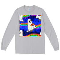 Moon Dust Pride lgbtq ghosts and heart with rainbow seamless Long Sleeve Tee - BundleAndBundleShop
