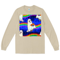 Mushroom Pride lgbtq ghosts and heart with rainbow seamless Long Sleeve Tee - BundleAndBundleShop