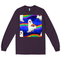 Plum Pride lgbtq ghosts and heart with rainbow seamless Long Sleeve Tee - BundleAndBundleShop