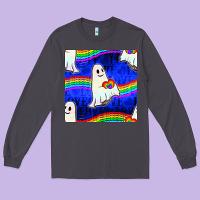Pride Lgbtq Ghosts And Heart With Rainbow Seamless Long Sleeve Tee Designed By Bundleandbundleshop