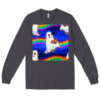 Smoke Pride lgbtq ghosts and heart with rainbow seamless Long Sleeve Tee - BundleAndBundleShop