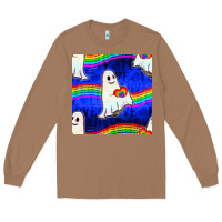 Toasted Coconut Pride lgbtq ghosts and heart with rainbow seamless Long Sleeve Tee - BundleAndBundleShop
