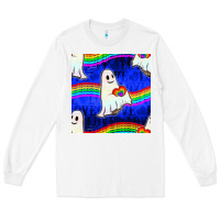 White Pride lgbtq ghosts and heart with rainbow seamless Long Sleeve Tee - BundleAndBundleShop