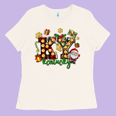 Ky Kentucky Christmas Ladies Tee Designed By Adodesignshop