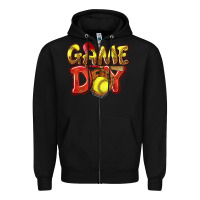 Black Game Day Softball Zipper Hoodie - NancyCooperArtShop