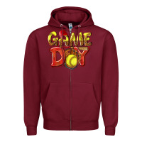 Burgundy Game Day Softball Zipper Hoodie - NancyCooperArtShop