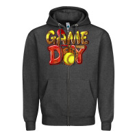 Charcoal Heather Game Day Softball Zipper Hoodie - NancyCooperArtShop