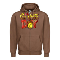 Chestnut Game Day Softball Zipper Hoodie - NancyCooperArtShop