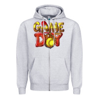 Heather Grey Game Day Softball Zipper Hoodie - NancyCooperArtShop