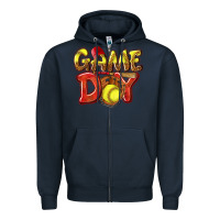 Navy Game Day Softball Zipper Hoodie - NancyCooperArtShop