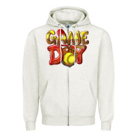 Oatmeal Heather Game Day Softball Zipper Hoodie - NancyCooperArtShop