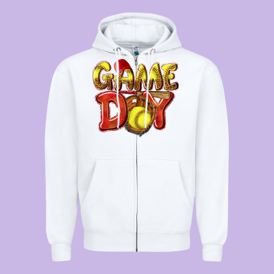 Game Day Softball Zipper Hoodie Designed By Nancycooperartshop