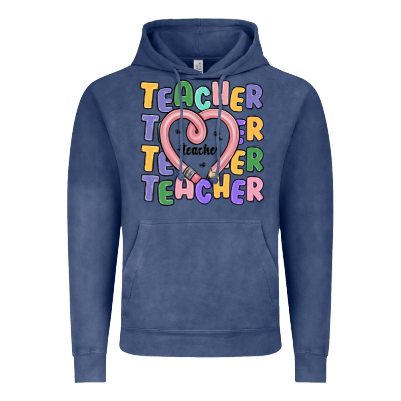 Teacher And Pencil Heart Vintage Hoodie by MaliasSmallBusiness | Teevron