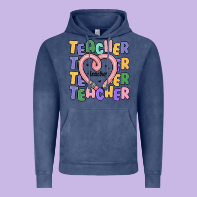 Teacher And Pencil Heart Vintage Hoodie Designed By Maliassmallbusiness