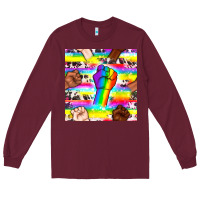 Burgundy Pride lgbtq hands with cowhide seamless pattern Long Sleeve Tee - BundleAndBundleShop