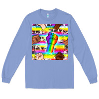Colony Blue Pride lgbtq hands with cowhide seamless pattern Long Sleeve Tee - BundleAndBundleShop