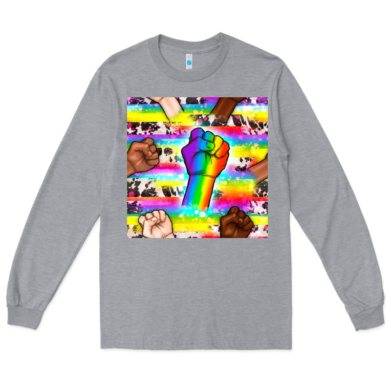 Pride Lgbtq Hands With Cowhide Seamless Pattern Long Sleeve Tee by BundleAndBundleShop | Teevron