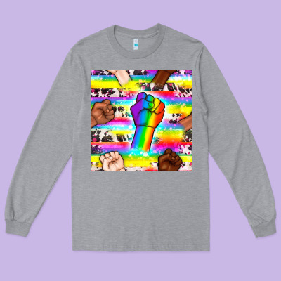 Pride Lgbtq Hands With Cowhide Seamless Pattern Long Sleeve Tee Designed By Bundleandbundleshop