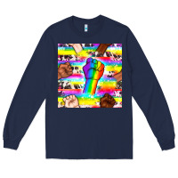 Navy Pride lgbtq hands with cowhide seamless pattern Long Sleeve Tee - BundleAndBundleShop