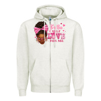 Oatmeal Heather it's the self love for me afro woman Zipper Hoodie - texasbilliewilder