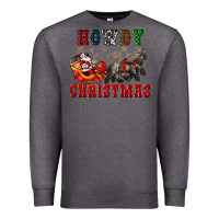 Charcoal Heather howdy christmas with santa riding his sleighs Premium Sweatshirt - CowGirlArtShop