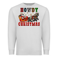 Dove Grey howdy christmas with santa riding his sleighs Premium Sweatshirt - CowGirlArtShop