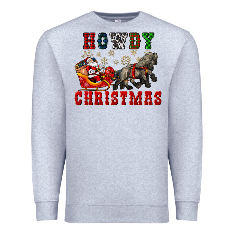 Howdy Christmas With Santa Riding His Sleighs Premium Sweatshirt by CowGirlArtShop | Teevron