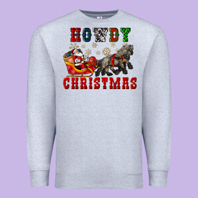 Howdy Christmas With Santa Riding His Sleighs Premium Sweatshirt Designed By Cowgirlartshop