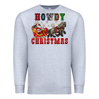 Heather Grey howdy christmas with santa riding his sleighs Premium Sweatshirt - CowGirlArtShop