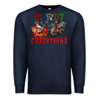 Navy howdy christmas with santa riding his sleighs Premium Sweatshirt - CowGirlArtShop