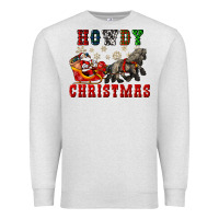 Oatmeal Heather howdy christmas with santa riding his sleighs Premium Sweatshirt - CowGirlArtShop